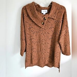 Joseph Ribkoff cocoa knit open weave top